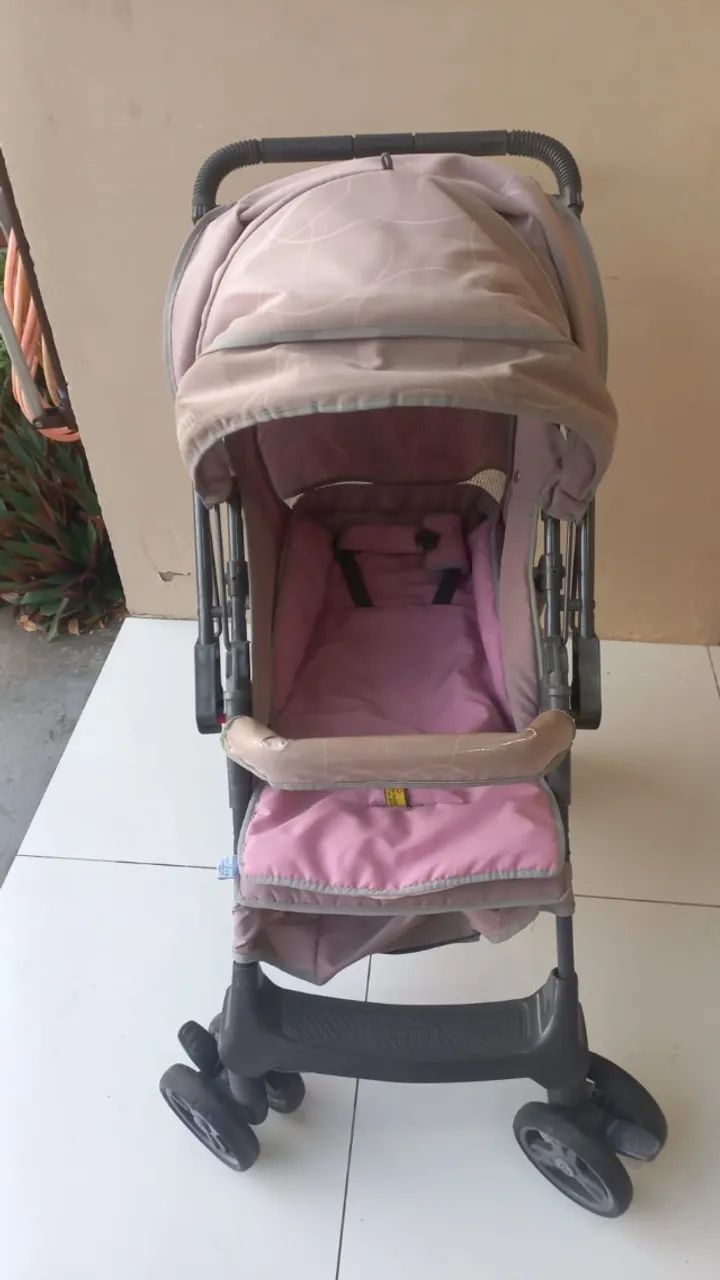 CARRINHO DE BEBE GALZERANO - COR DE ROSA E LILÁS - Foto 2