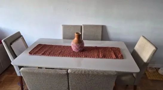 Mesa Jantar Munique 180cm com 6 cadeiras.