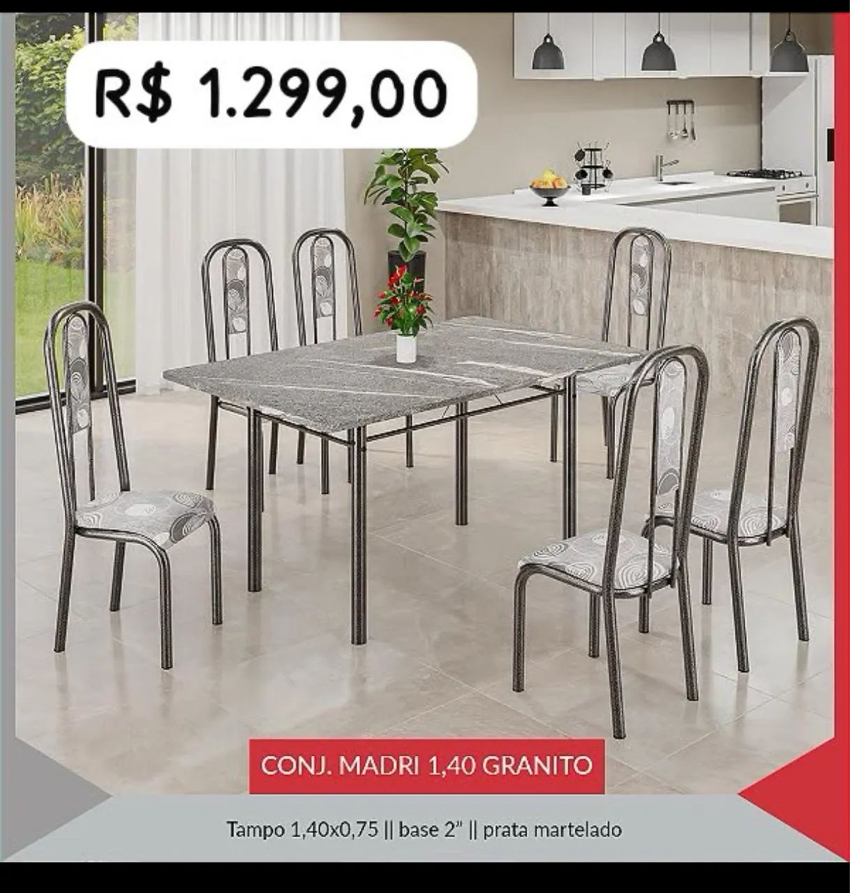 Mesa de 6 cadeiras. Reforçadas 