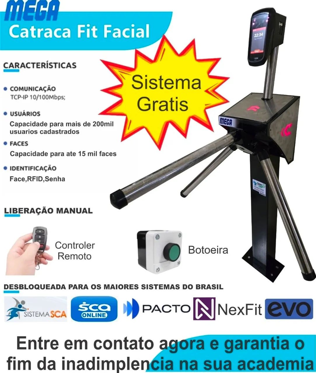 Catraca facial com sistema gratis e suporte - Foto 4
