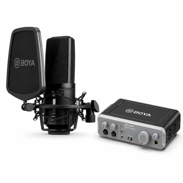 Microfone Boya BY-M1000 + Mixer Boya BY-AM1| Kit Completo