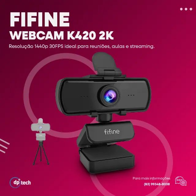 Webcam FIFINE K420 2K 1440p@30FPS  | Plug & Play -Entrega Grátis-