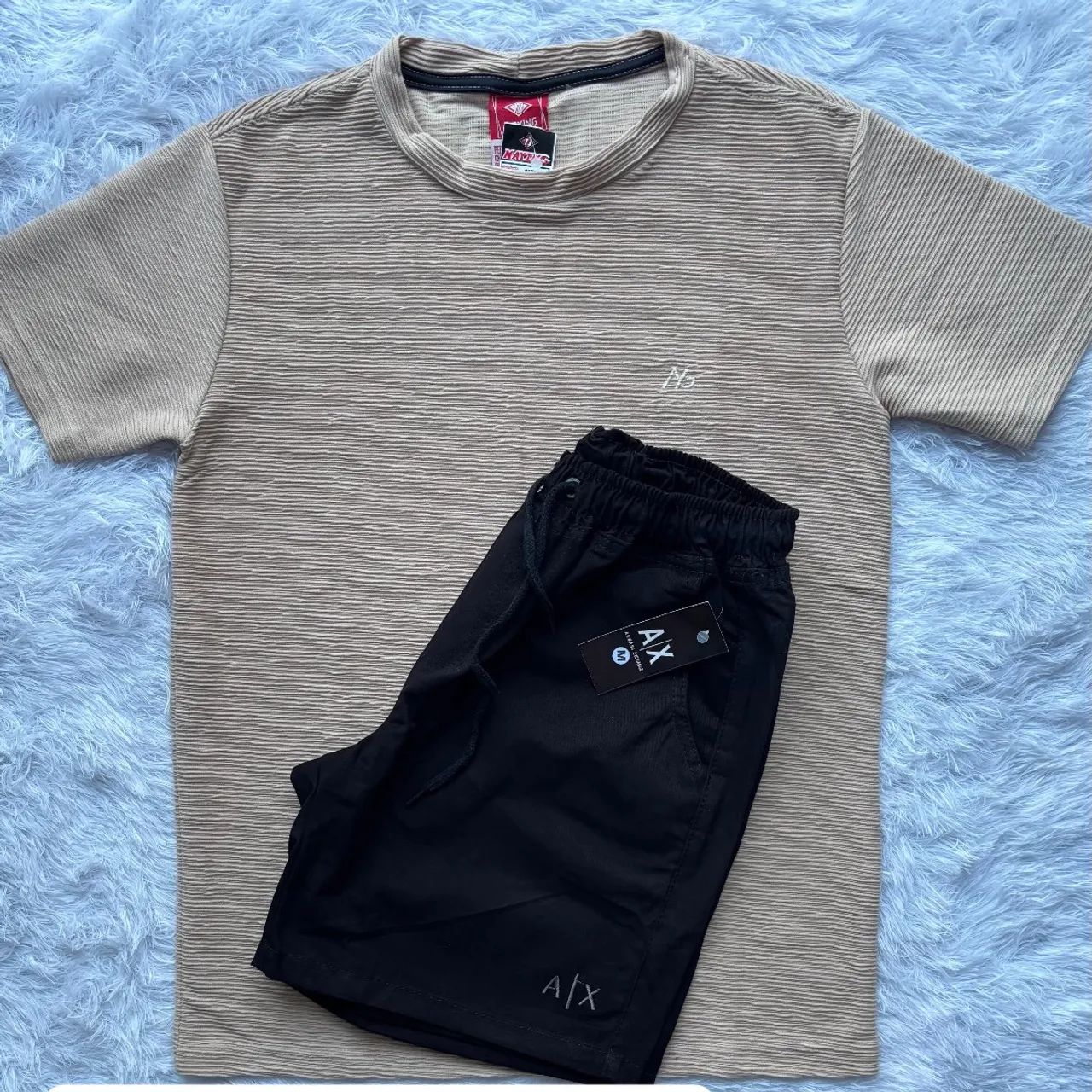 Kit Camisa Textura e Bermuda Sarja 