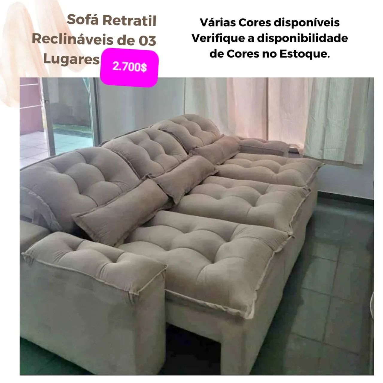 Sofá Retratil Reclinavel grande - Foto 2