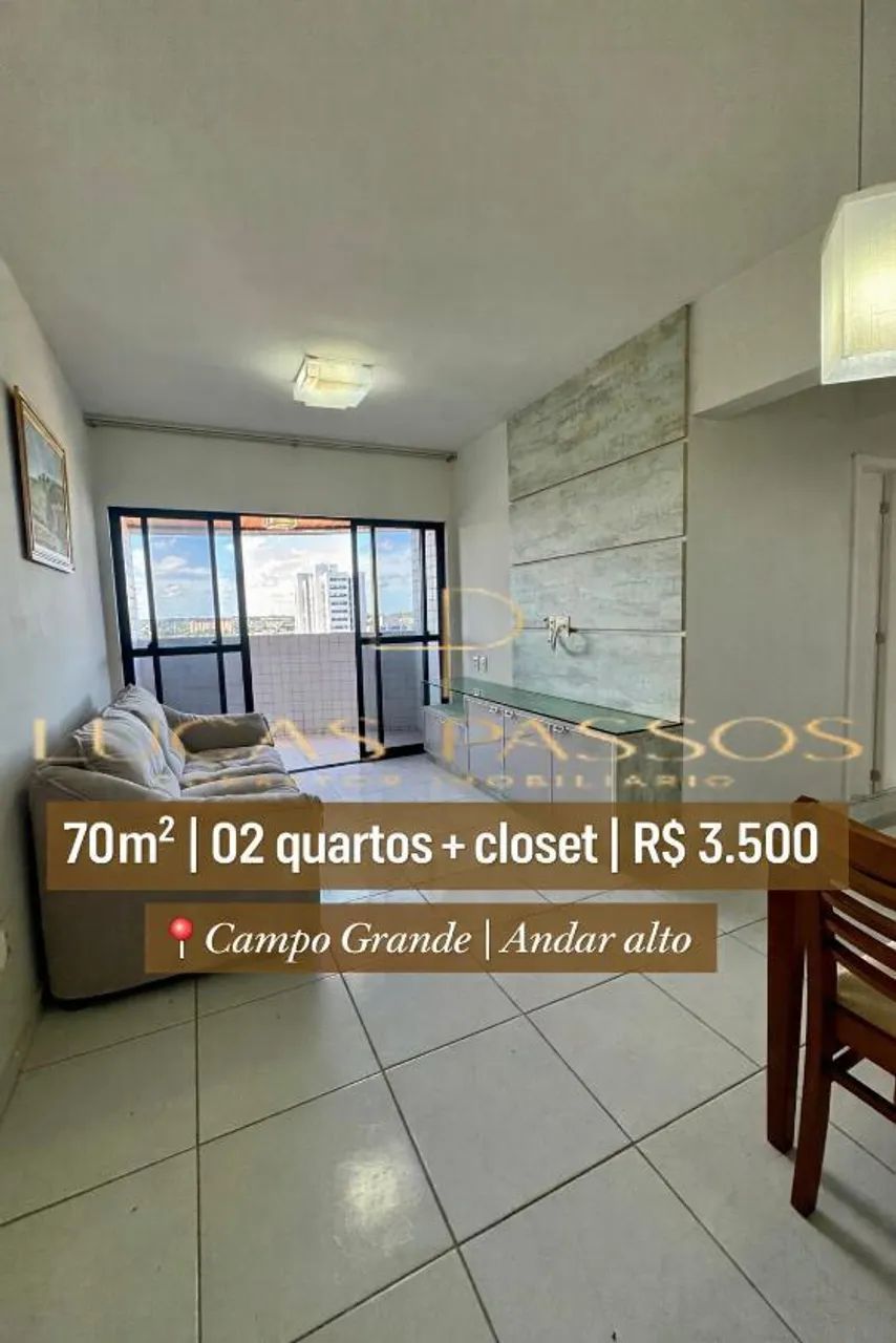 Campo Grande | 02 quartos + closet | R$ 3.500