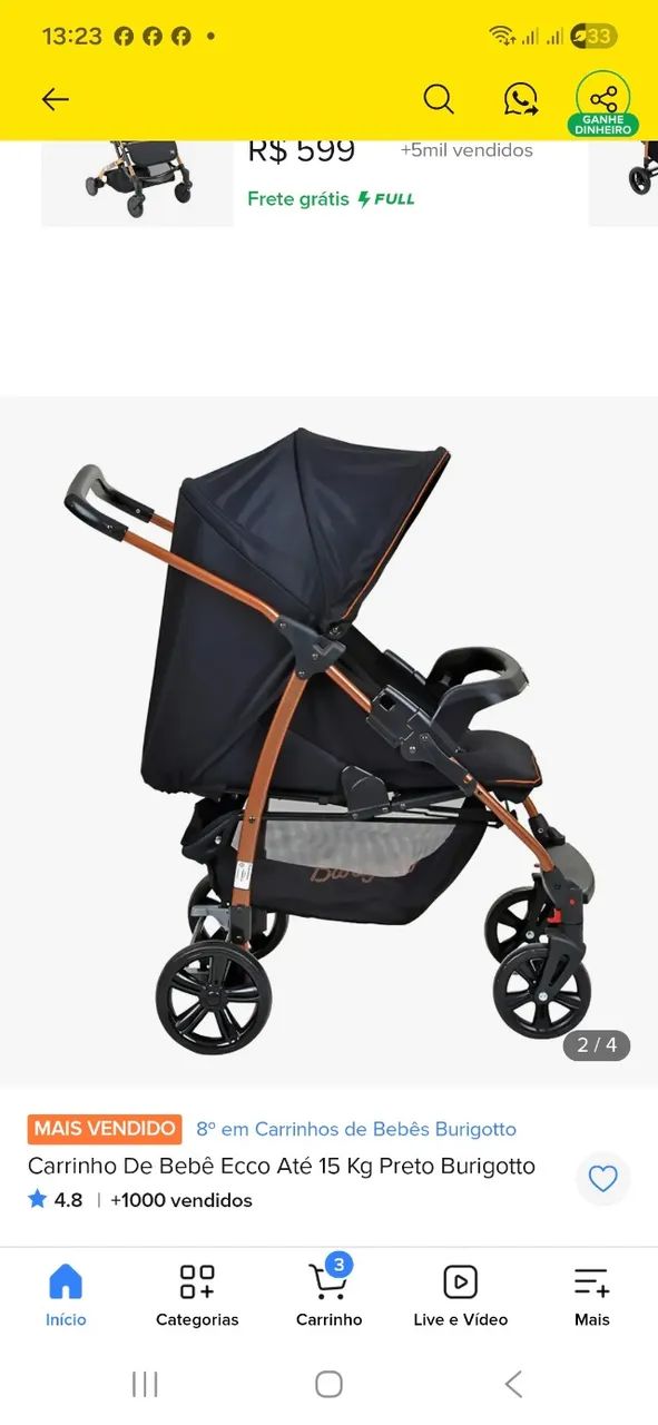 Carrinho de bebe Burigotto Ecco