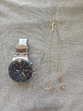 Relógio Cássio com com cordão de prata 