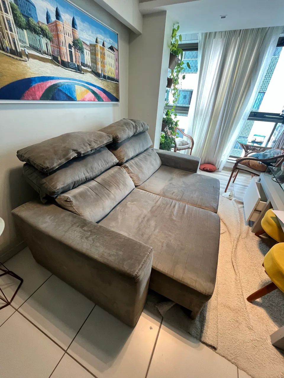 SOFÁ 3 LUGARES COM INCLINAÇÃO E COM EXTENSÃO 