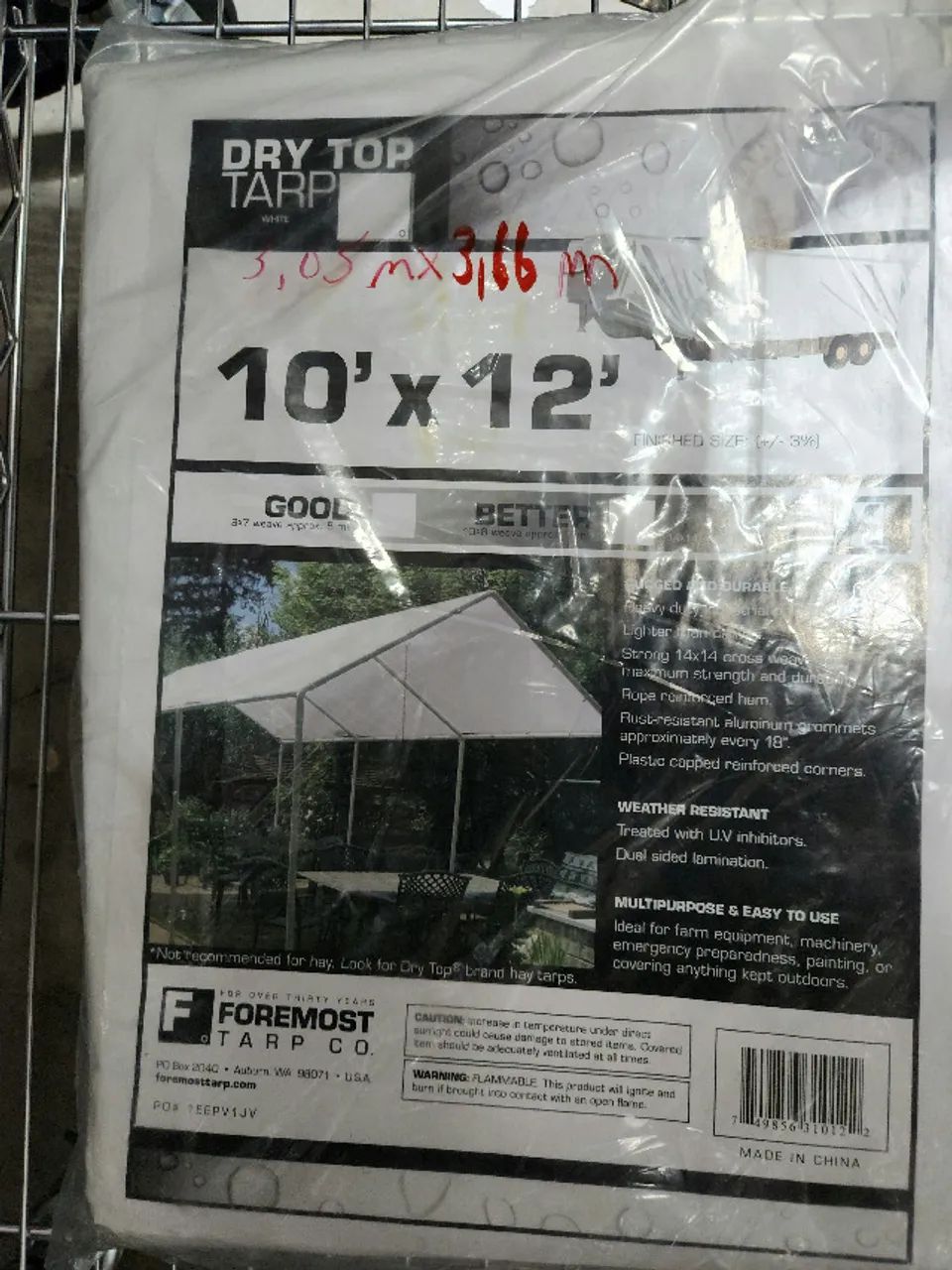 Dry Top Tarp Lona Serviço pesado 3,05m x 3.66m Heavy Duty Branca - Foto 3