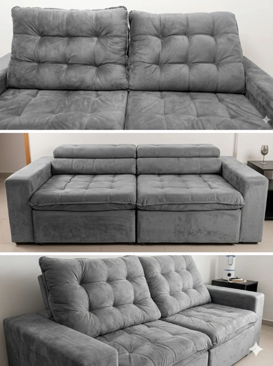 Sofá Retrátil e Reclinável em Suede - Super Confortável (2,50m) - Foto 5