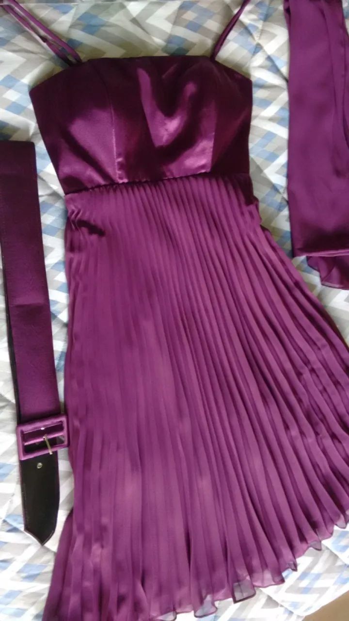 Vestido roxo plissada - Foto 4