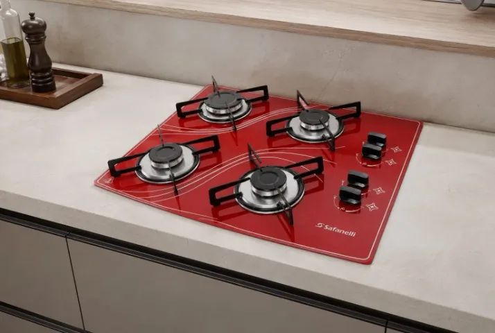 Fogão Cooktop vermelho 4 Bocas Lines Novo