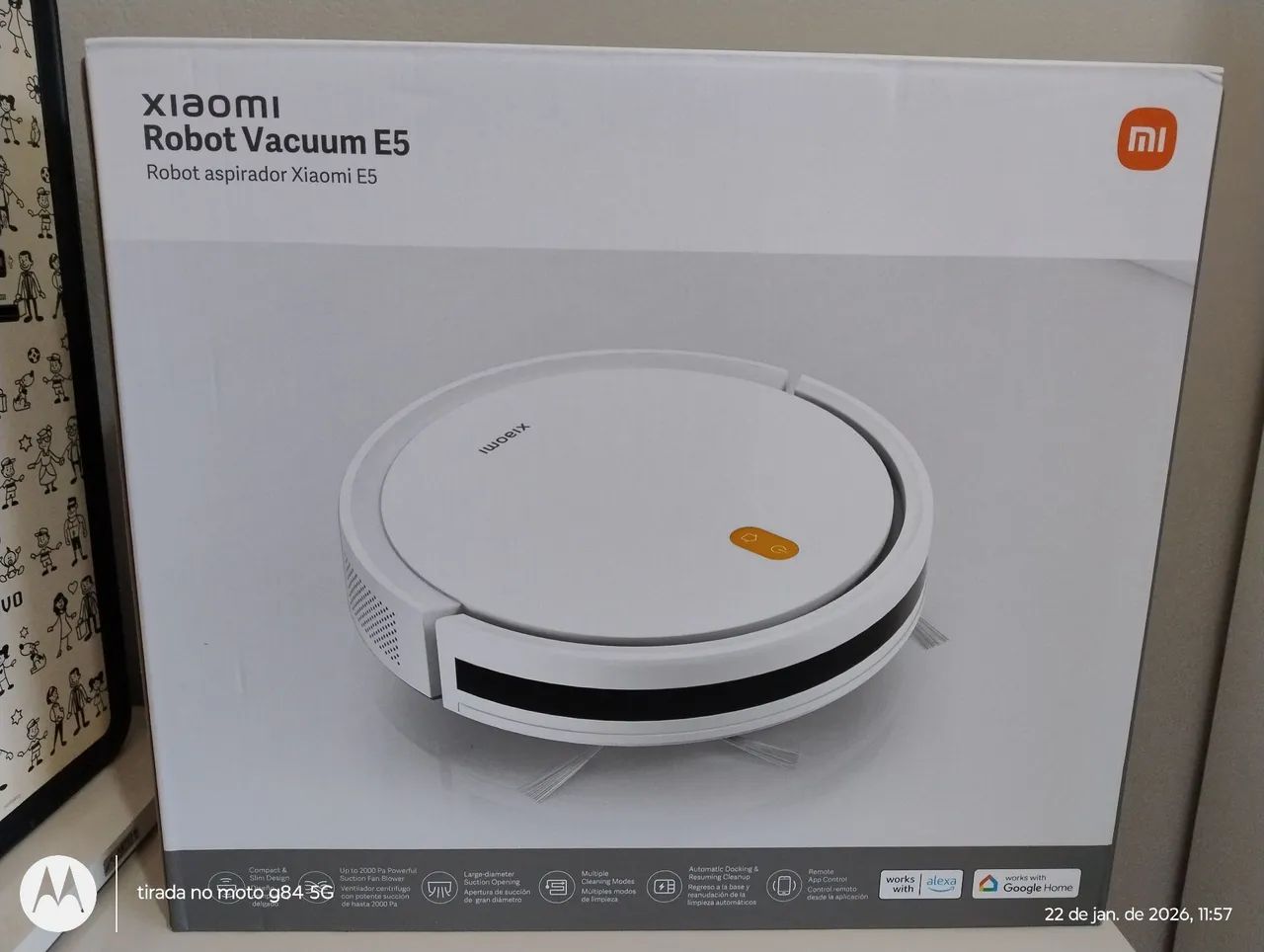Robô Aspirador e Passa Pano Xiomi Vacuum E5 Branco