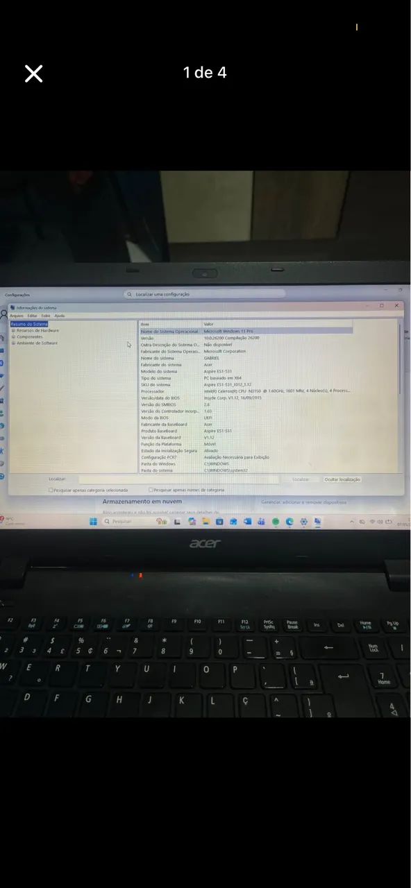 vendo notebook Acer Aspire ES1