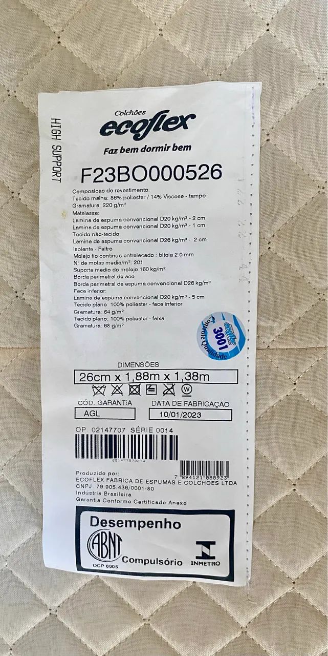 Colchão + Base Casal Ecoflex High Support 138x188 - Foto 3