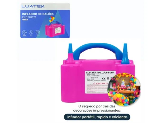 Bomba Máquina De Encher Balão Bexigas Elétrico Com 2 Bicos