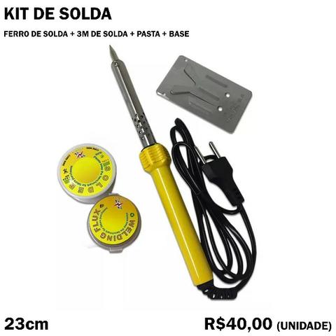 Kit de Solda Ferro de Solva + 3m de Solda + Pasta + Base 110v