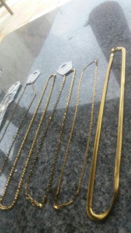Cordões puseiras e braceletes aço inóxidavel folheados tops - Foto 4