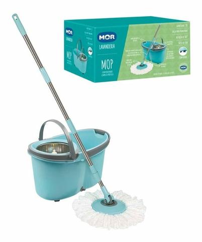 Balde Esfregão Mop Limpeza Prática Com Rodas - Mor - Foto 3