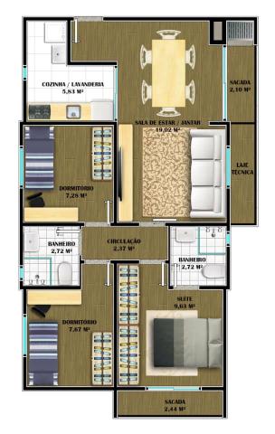 Apartamento com 1 Suíte mais 2 Quartos - Churrasqueira na Sacada - Leia o Aníncio !!! - Foto 3