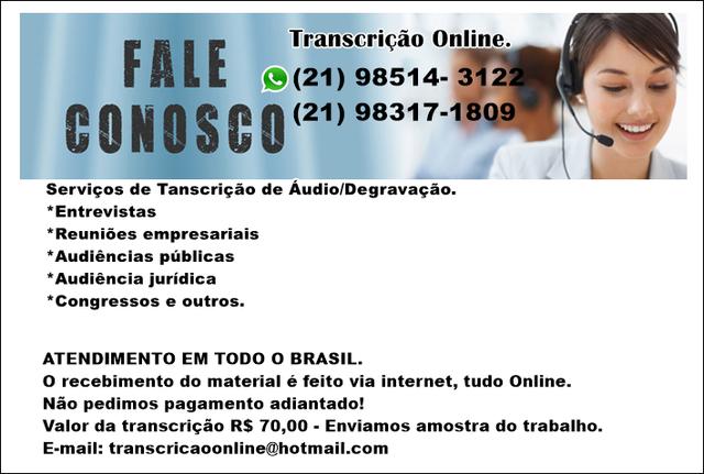 Transcrição de Áudio/Degravação