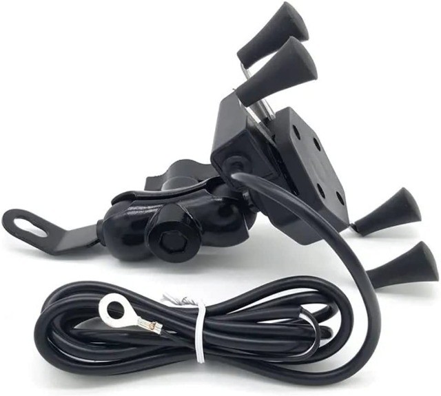Suporte Garra Para Celular Moto Universal Com Carregador Usb - 230 - Foto 3