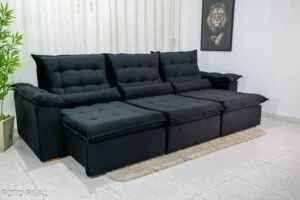 Sofá Retrátil Reclinável 3.20m Emanuely Veludo - D28 Soft RF - Foto 2
