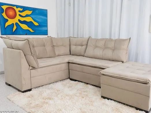 Sala escritório sofá de canto com puff  - Foto 4