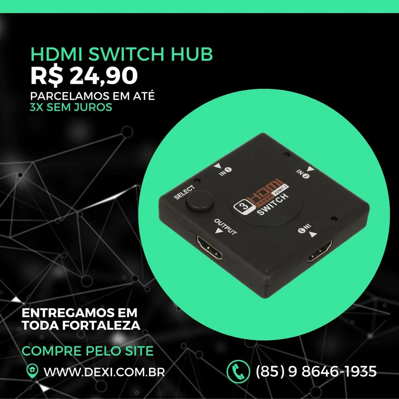 Switch HDMI 3 Portas 1080p 