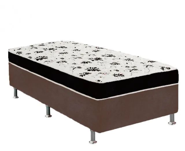 Cama Box Suede Preto + Colchão Mola Ensacada Acoplado Solteiro 88x188x41 - Foto 3