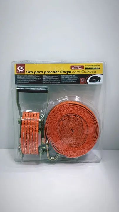 Kit c/ 2 Catracas cinta para amarração de carga 4,5m x 2,5cm nova, lacrada - Foto 3