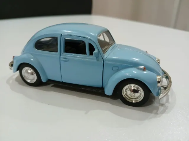 Miniatura Carrinho Volkswagen Beetle Fusca Azul Caiçara - Com Fricção