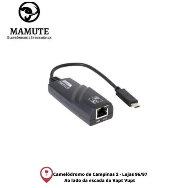 Cabo Adaptador Type-c Para Rj45 Lan Gigabit 10/100/1000mbps