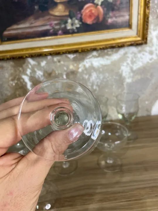 Conjunto Taças de Cristal com Lapidação em Ramos | Antiguidades - Foto 4