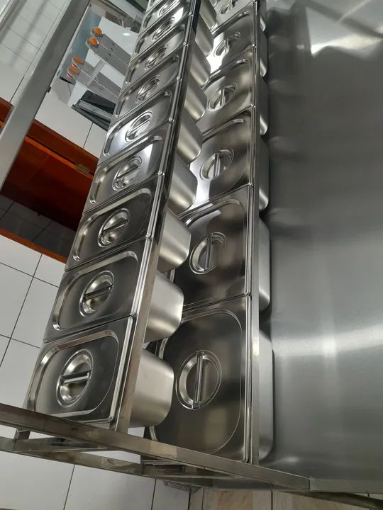 MESA BANCADA CONDIMENTADORA PIZZARIA COM TAMPAS, SOB MEDIDA! - Foto 3