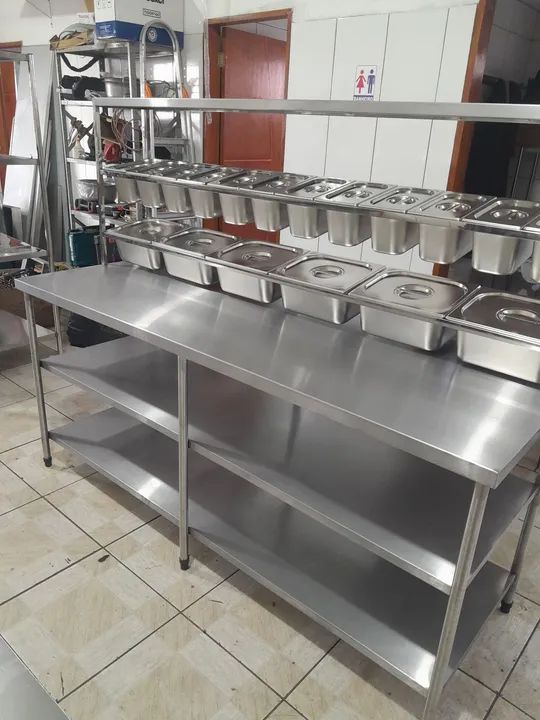 MESA BANCADA CONDIMENTADORA PIZZARIA COM TAMPAS, SOB MEDIDA! - Foto 2