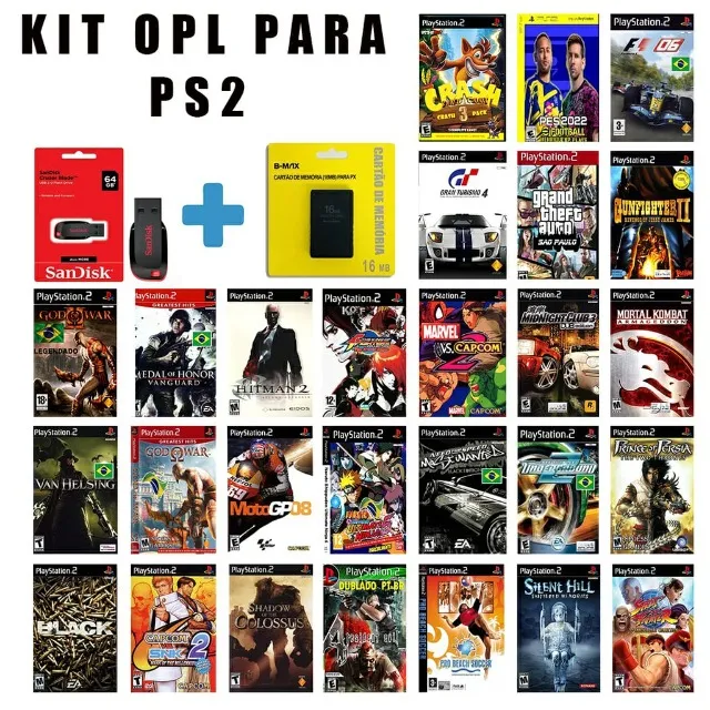 Kit Ps2 com vários jogos para Playstation 2!!! Funciona em qualquer Play 2!!!