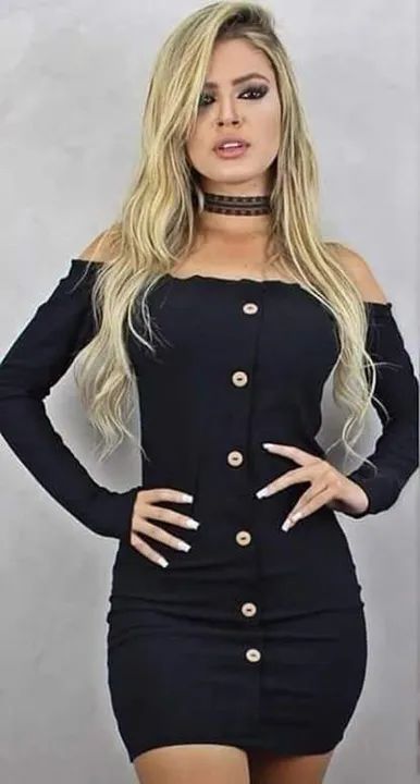 vestido canelado com botão enfeite - Foto 2