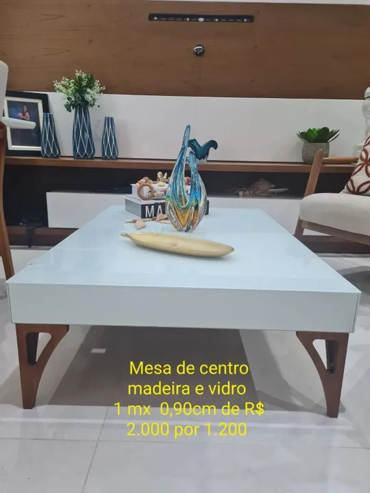 Mesa de centro para sala de estar de vidro