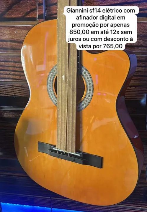 Violão Giannini elétrico aço / nylon s14 em promoção