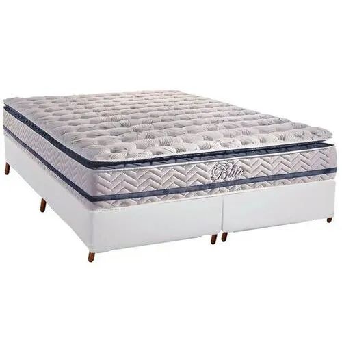 Colchão Queen Blue + Base Box Simples Avalon Branco 