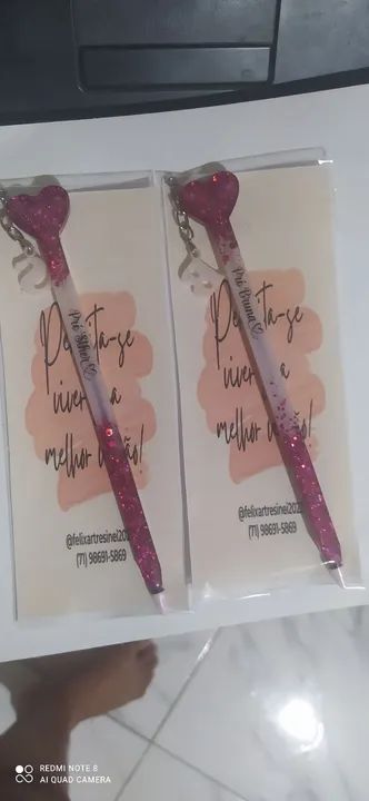 Caneta de Resina Personalizada com Glitter - Foto 2