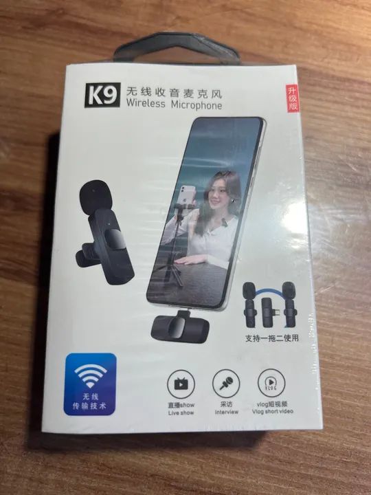 Kit 2 Microfone de Lapela Sem Fio Wireless Um Receptor Profissional IPhone - Foto 4