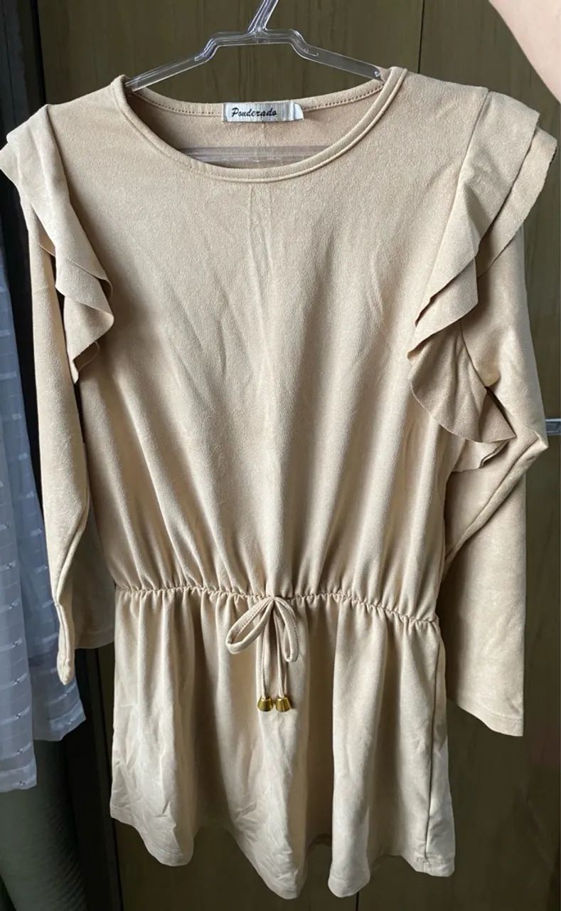 Vestido infantil manga longa malha suede - TAM: 10