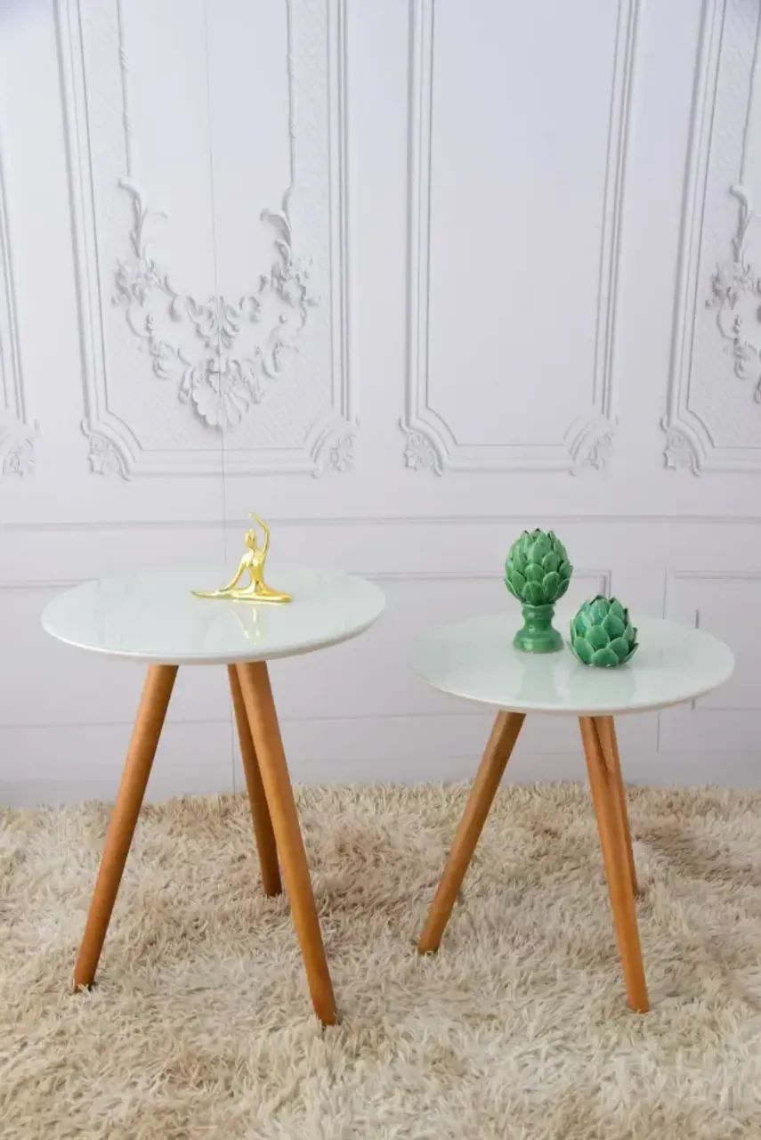Mesa de apoio valencia com tampo de vidro laqueado