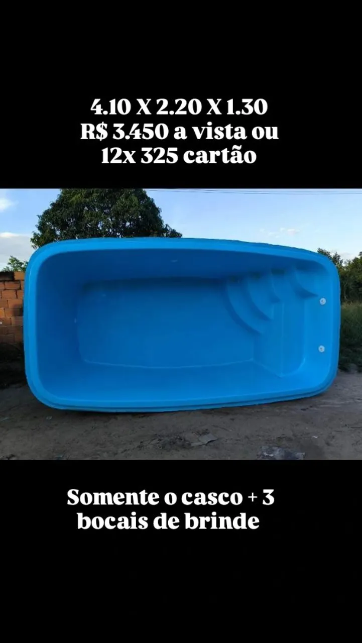 Piscina de fibra 4,10 x 2,20 x 1,30 - Nova