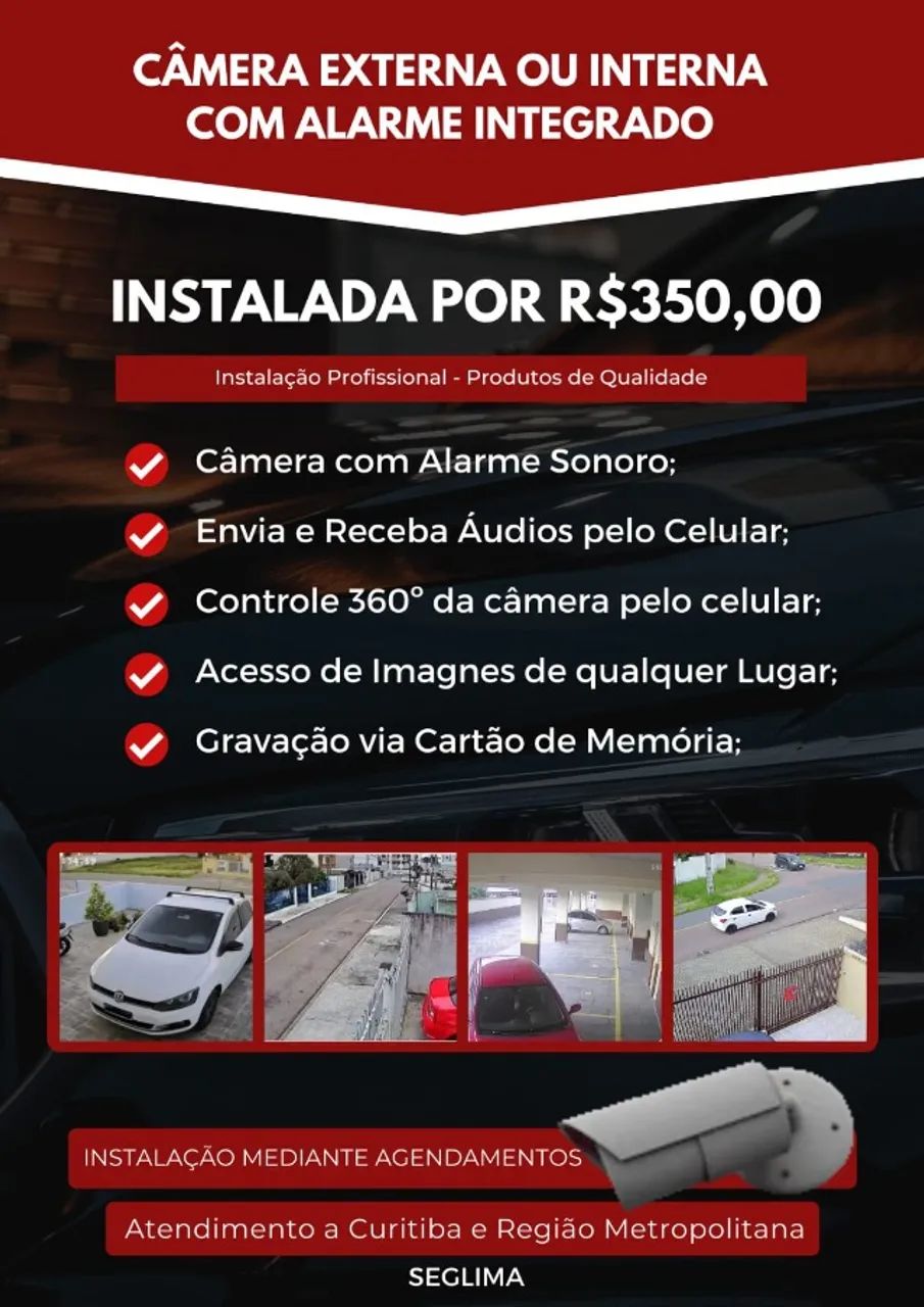 Câmera Com Áudio e Alarme Integrado (Instalada) A partir de 350,00
