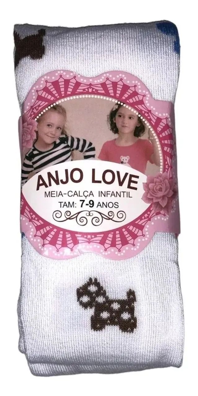 Meia Calça Branca Infantil Anjo Love Vários Tamanhos