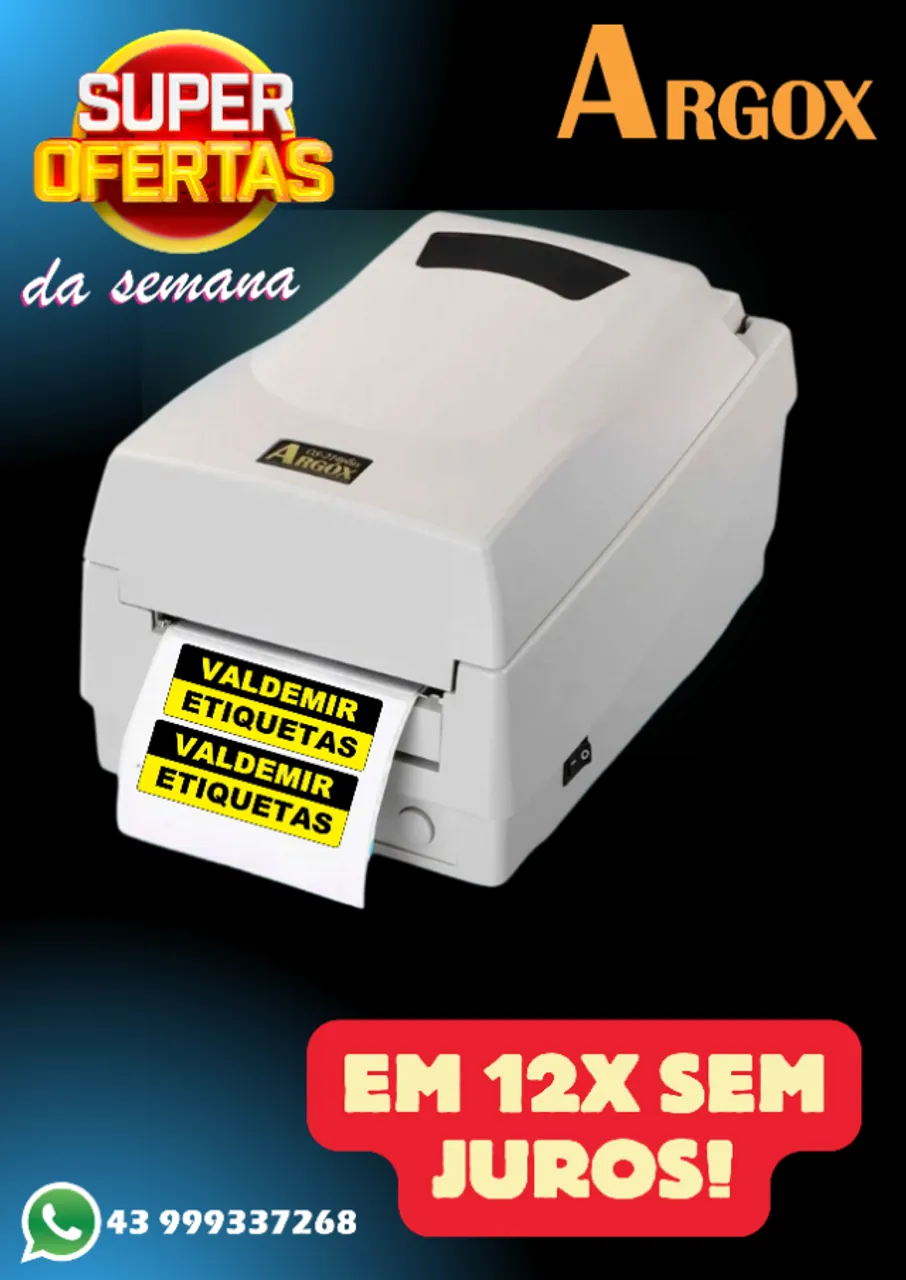 IMPRESSORA ARGOX EM PROMOÇÃO COM CASHBACK DE 27,00r$