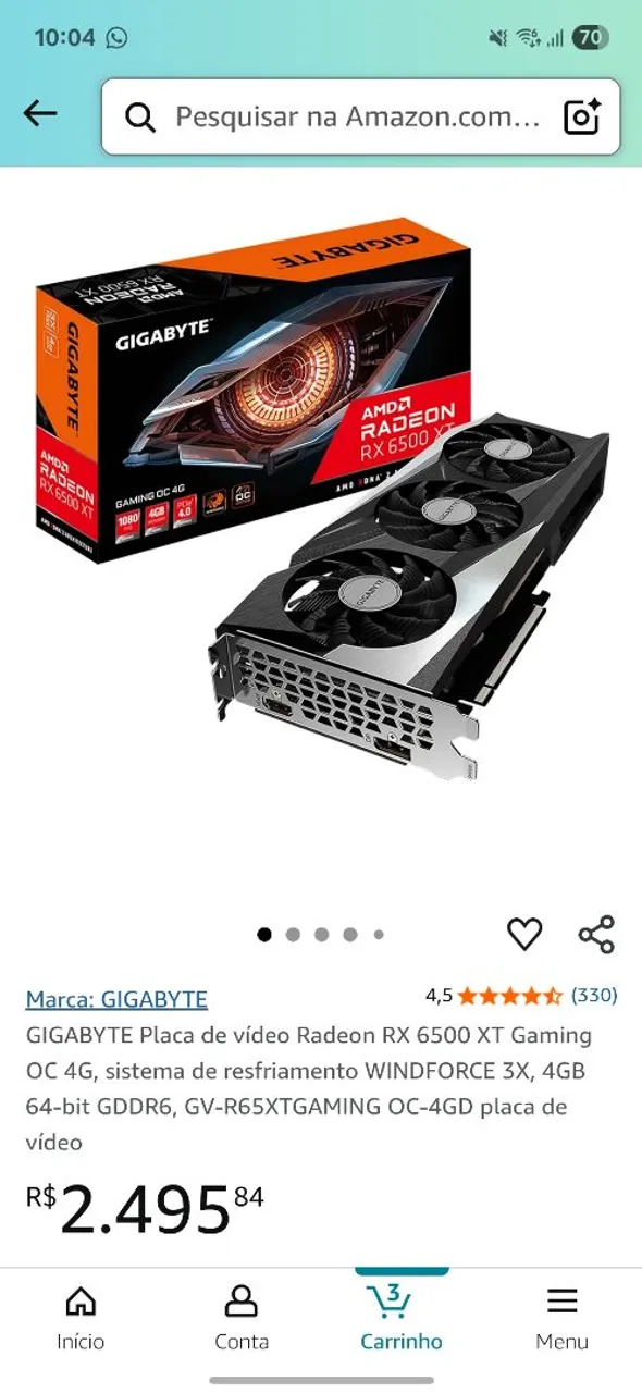 Vendo Gigabyte RX 6500 XT Gaming OC Triple Fans